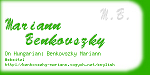 mariann benkovszky business card